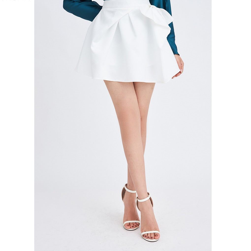 Chân váy ngắn 92WEAR 2 màu, đủ size, dáng A xếp nơ 1 bên JAA1332 | BigBuy360 - bigbuy360.vn