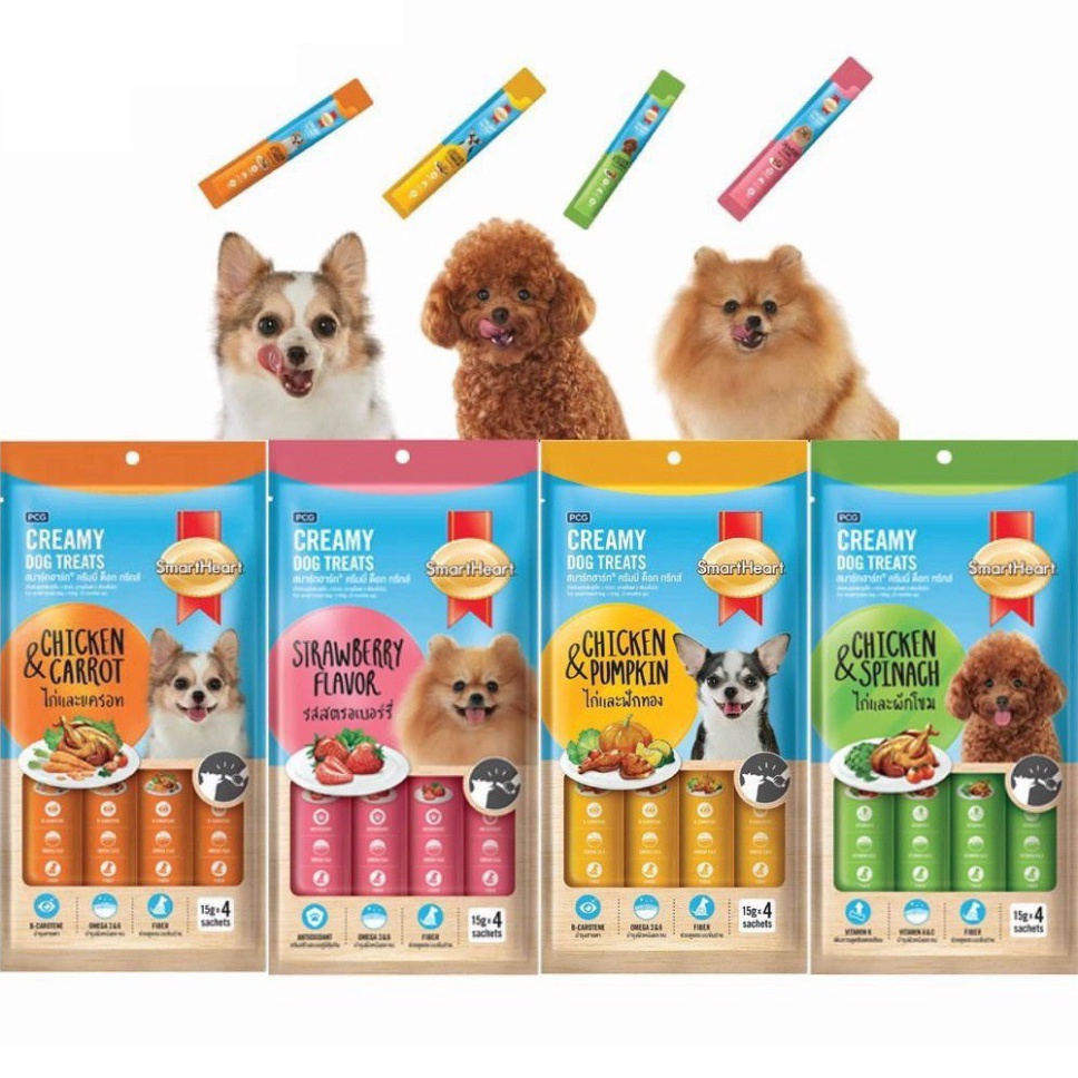 Súp thưởng dạng kem Smartheart Creamy Dog Treats Túi 60g gồm 4 thanh Xuất xứ Thái lan