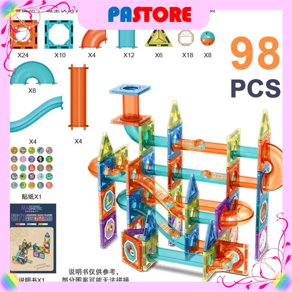 ⚡BÁN LỖ XIN 5 SAO⚡Bộ đồ chơi xếp hình nam châm thông minh thả bi Magnetic 42,68,98 chi tiết cho bé 3,4,5,6 tuổi