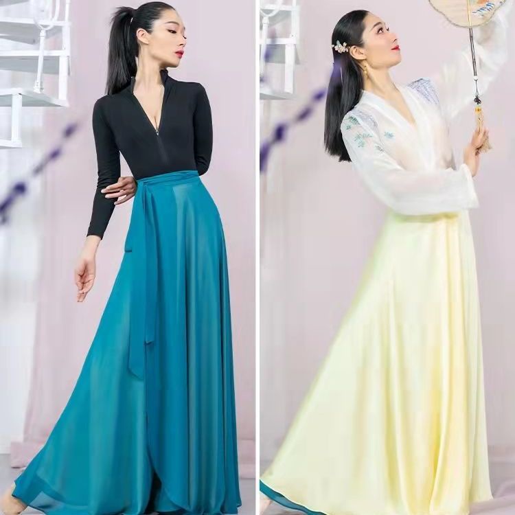 [M &amp; E] Váy Múa Ba Lê Hai Lớp Xoay 720 Độ Cỡ Lớn Phong Cách Trung Hoa Nhẹ Nhàng