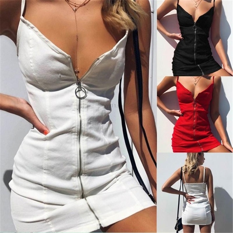 Đầm Mini Hai Dây Ôm Dáng Thời Trang Mùa Hè Quyến Rũ Cho Nữ