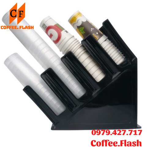 Kệ đựng ly, cốc trà sữa nhựa 4 ngăn - Kệ để ly cafe và ly trà sữa 4 ngăn