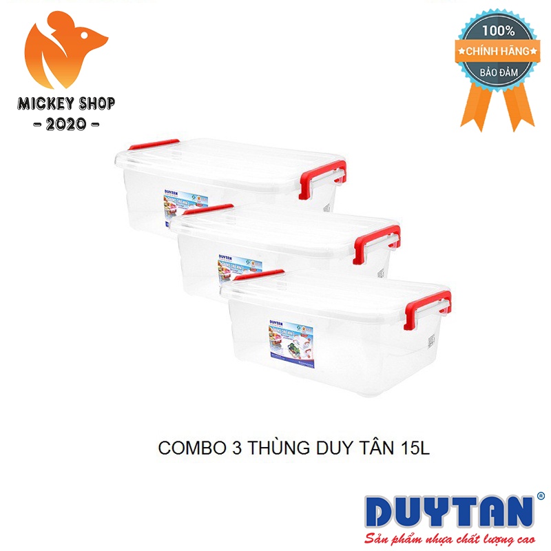 Combo 3 thùng nhựa Duy Tân trong suốt 15 Lít - CHÍNH HÃNG