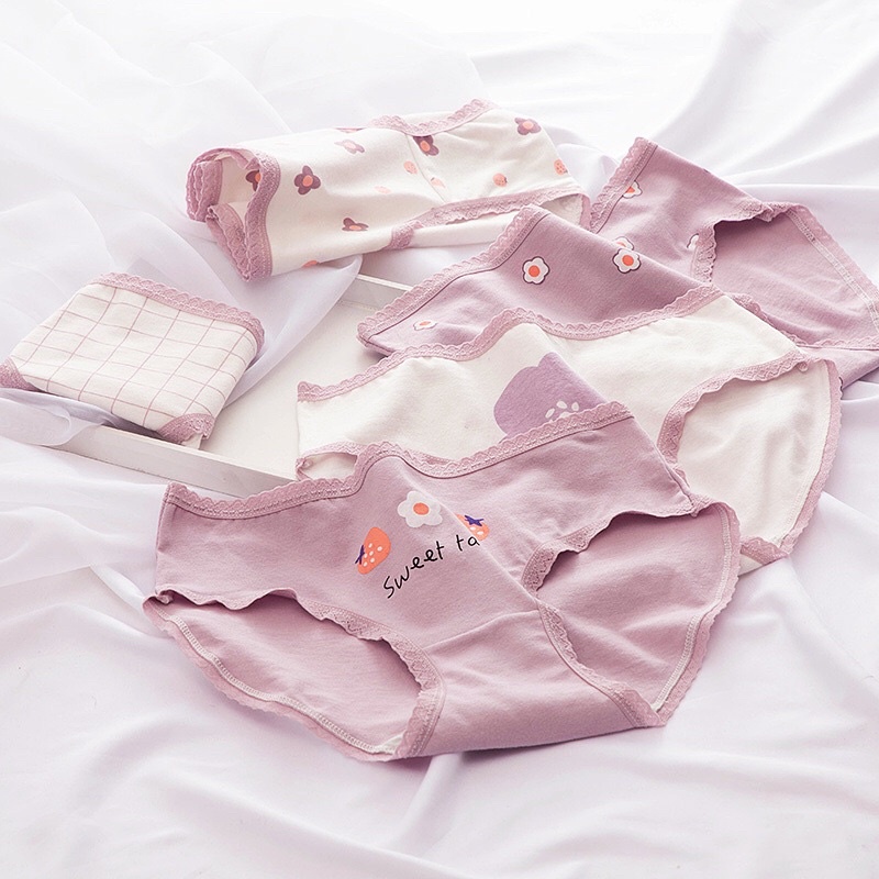 Quần lót nữ cao cấp vải Cotton Co Dãn 4 Chiều họa tiết Hoa Anh Đào 40-80kg JAENIA