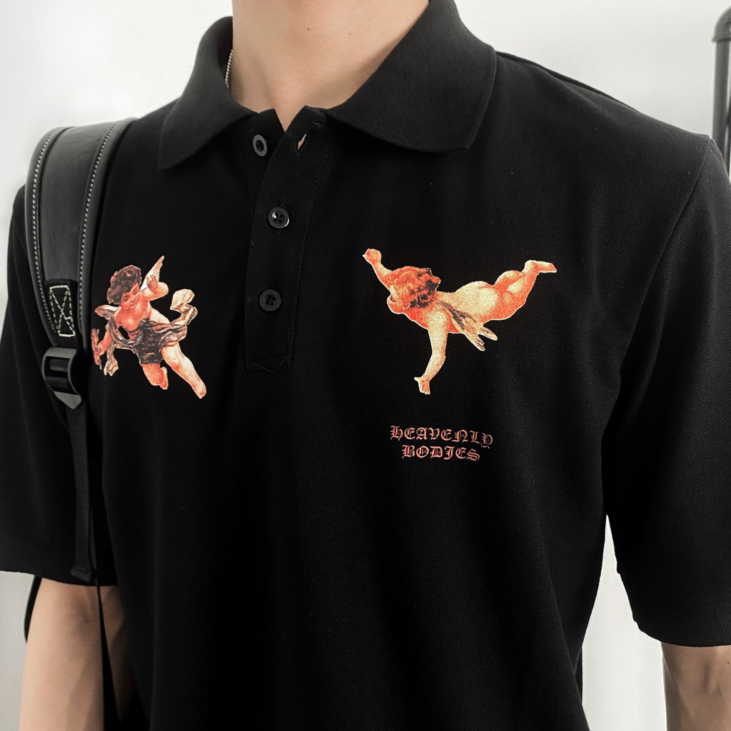 Áo Polo thiên thần đen , áo thun có cổ nam nữ unisex, MSW Town | BigBuy360 - bigbuy360.vn