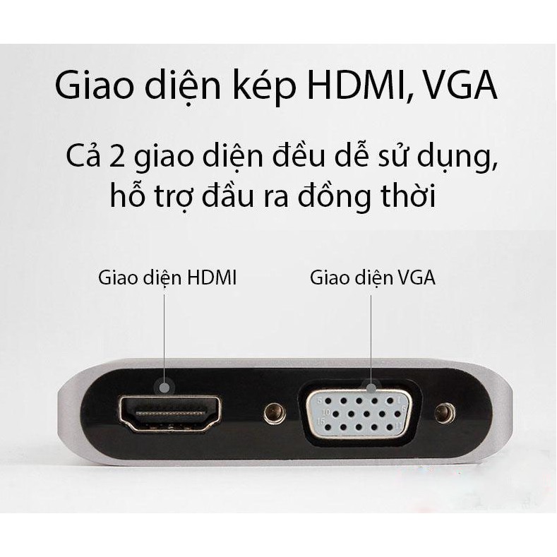 Cáp Chuyển USB-C To 4K HDMI/VGA Hagibis 2 in 1 Hub