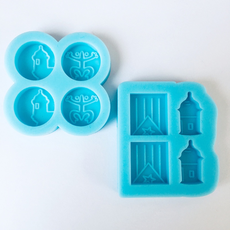 Khuôn Silicone Hình Lá Cờ / Ếch / Lâu Đài Mini Làm Đồ Trang Sức Thủ Công