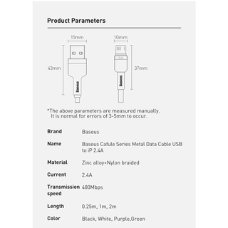 Cáp sạc nhanh Baseus cổng USB 2.4A dành cho iPhone 11 12 Pro Max