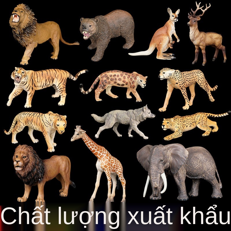 ☜Đồ chơi động vật mô hình phỏng khủng long sở thú bộ nhựa trẻ em nam và nữ sư tử hổ cá sấu hươu cao cổ