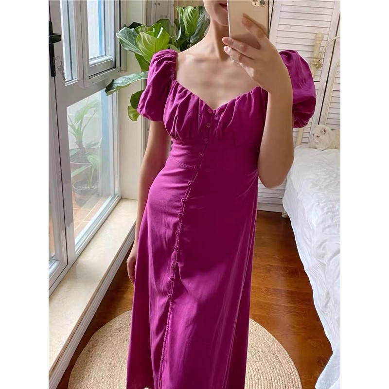ORDER váy thô dáng dài hồng tím lưng chun hàng tqxk zr xk