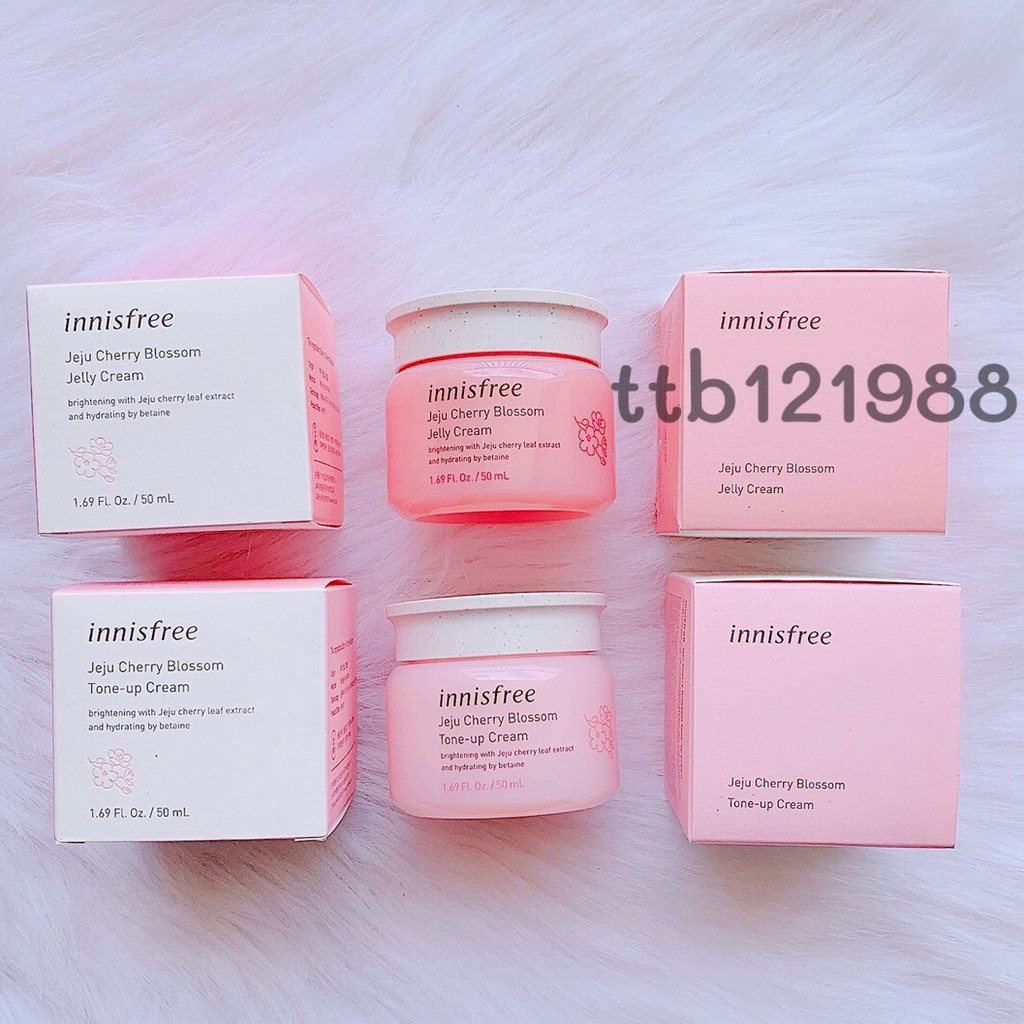 Kem Mặt Innisfree Jeju Cherry Blossom Tone Up + Jelly Cream