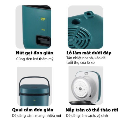 Nồi cơm điện mini phù hợp cho dân văn phòng , sinh viên 1,2L tiện lợi, nhỏ gọn, dễ sử dụng