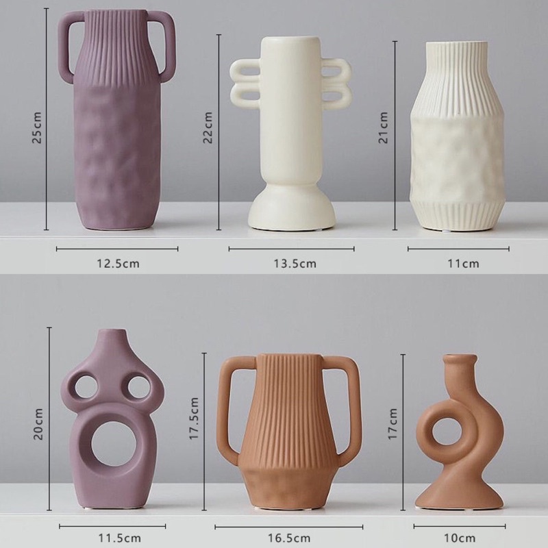 Bình hoa gốm Morandi phong cách Hàn Quốc