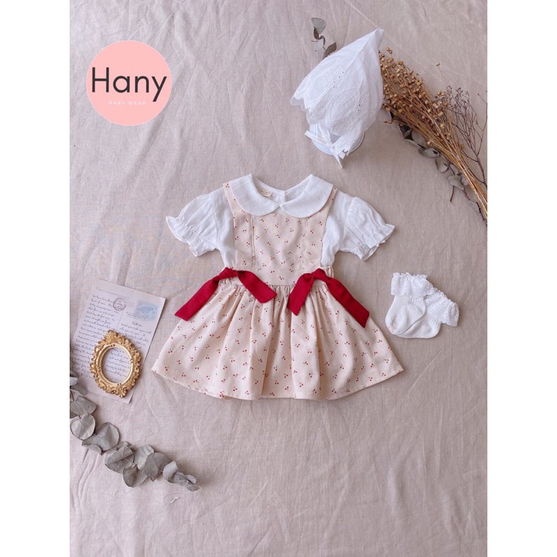 Set Somi Cổ Sen + Váy yếm Cherry ( Có cả loại tay dài )