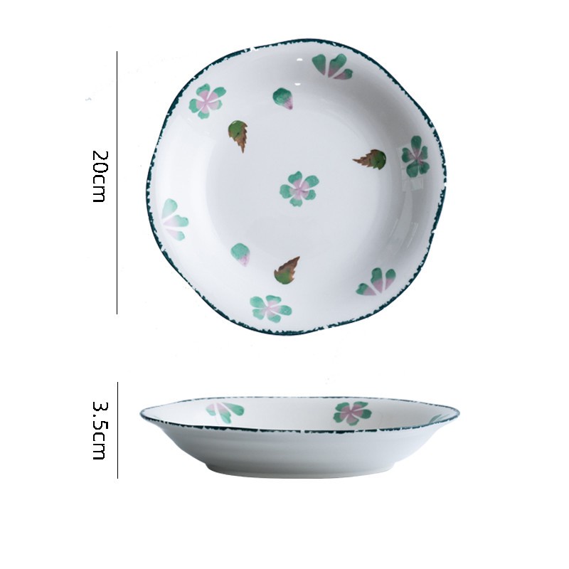 Bộ bát đĩa khay sứ phong cách Bắc Âu decor trắng hoa nhí xanh trang trí bàn ăn