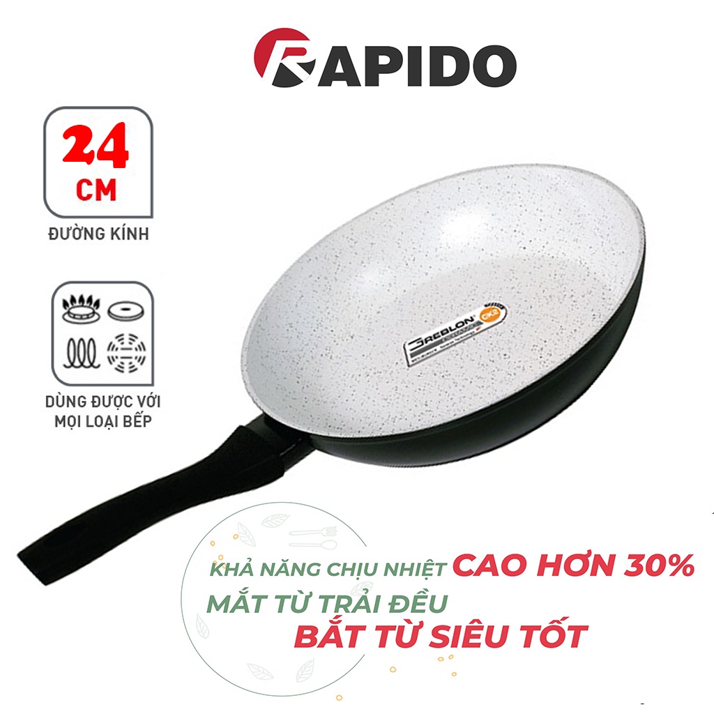 Chảo từ chống dính RAPIDO - RD2 đường kính 24 cm, đáy chấm, sử dụng được trên các loại bếp