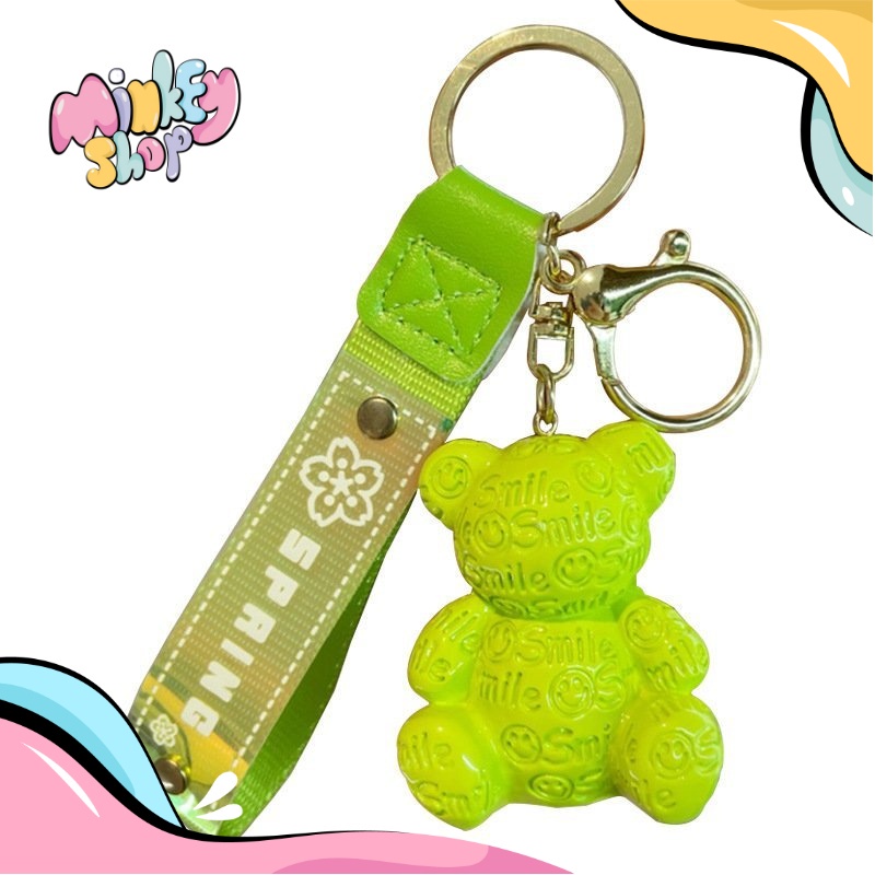 Móc Khóa Gấu Spring Nhiều Màu Cute, Phụ Kiện Túi Xách Dễ Thương 02MKGS-Minkey