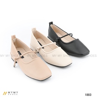 1883 Giầy da lì dây cài mũi vuông 2p my my shoes