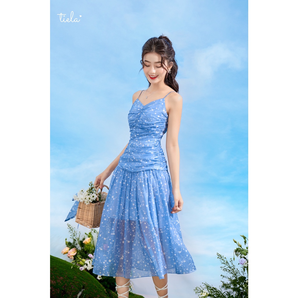 TIELA Đầm váy hoa nhún hai dây - Layla Dress