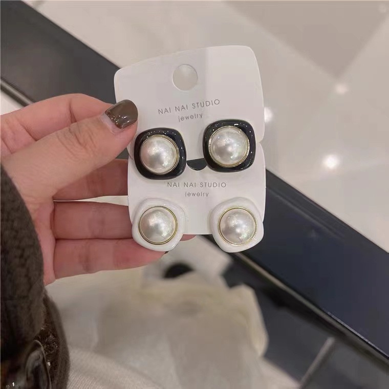 Khuyên Tai Cao Cấp Đính Ngọc Trai Sang Trọng Phong Cách Retro Pháp
