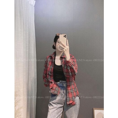 Áo sơ mi nữ kẻ caro mới thanh lịch
