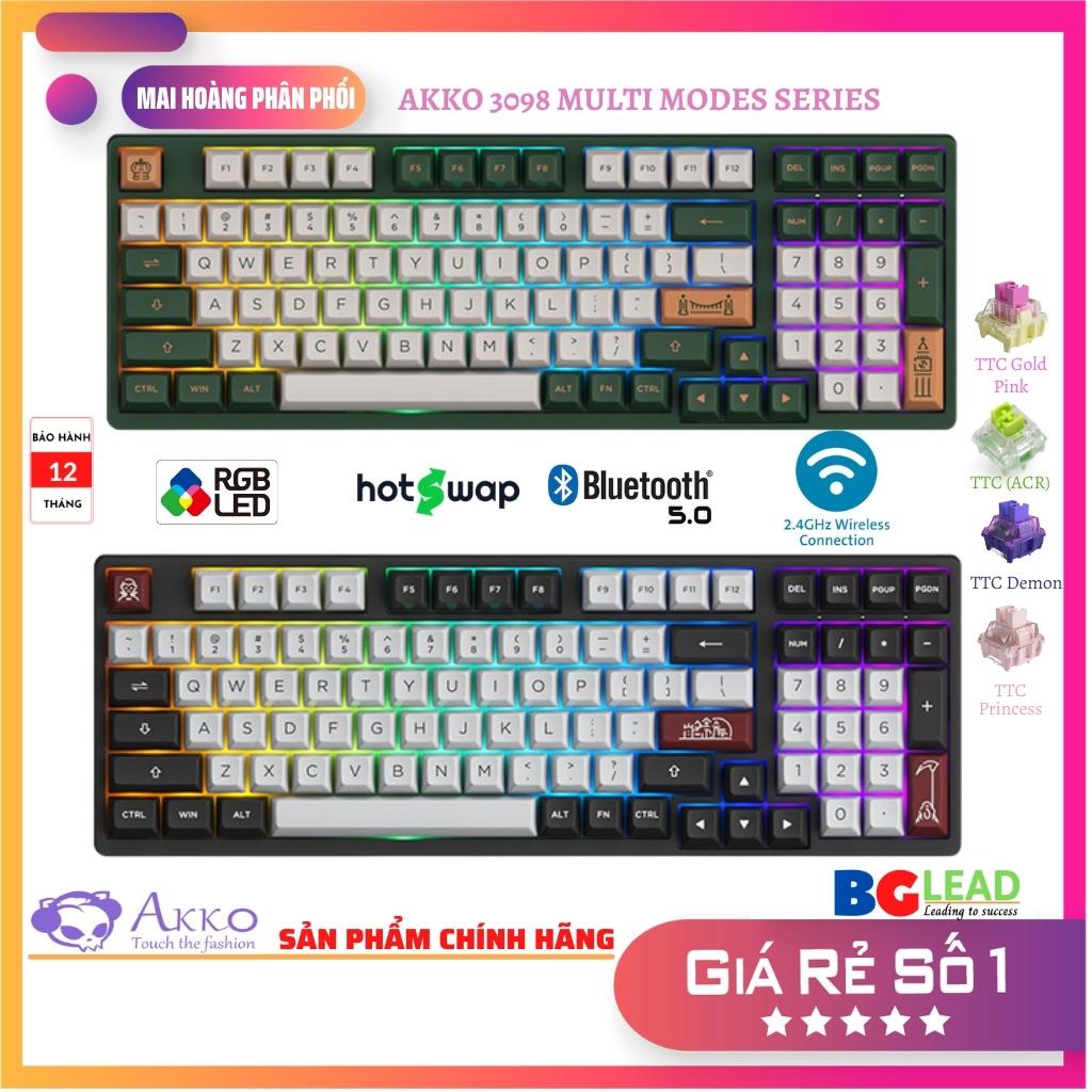 [Chính hãng] Bộ sư tập bàn phím cơ không dây AKKO 3098N Multi Modes Series Bluetooth 5.0|Wireless 2.4Ghz|Hotswap|LED RGB