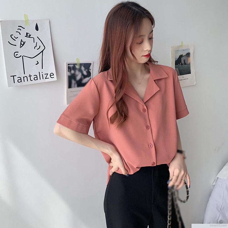 Áo Sơ Mi Ngắn Tay Màu Sắc Thời Trang Dành Cho Nữ