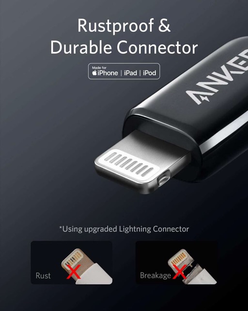 Cáp Dù Anker PowerLine+ 3 UsbC To Lightning - A8842 A8843 (Bảo Hành 18 Tháng)