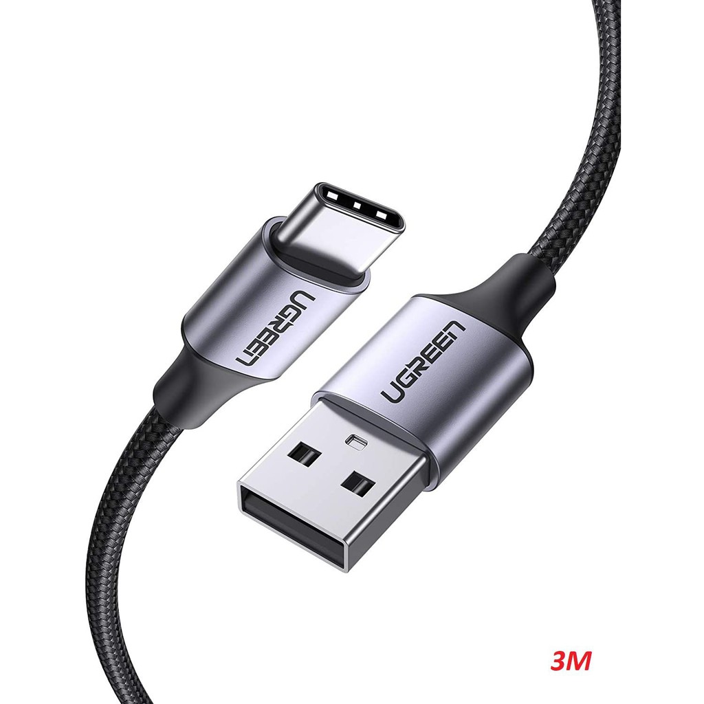 Ugreen 60408 3M màu xám đen cáp USB type C to A bọc nhôm chống nhiễu US288