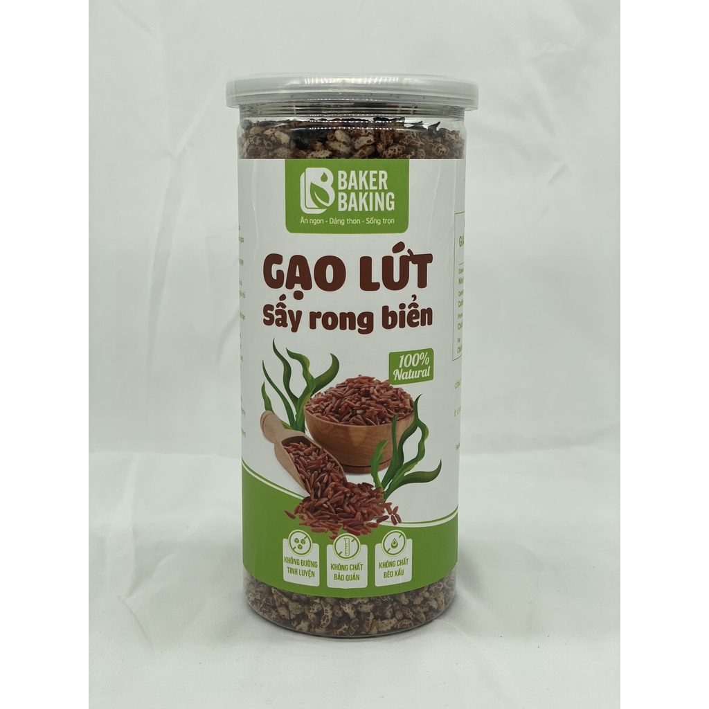 Gạo lứt rong biển sấy giòn ăn liền Baker Baking, dành cho chế độ ăn vặt, ăn kiêng, tiểu đường, ăn chay hũ 250g