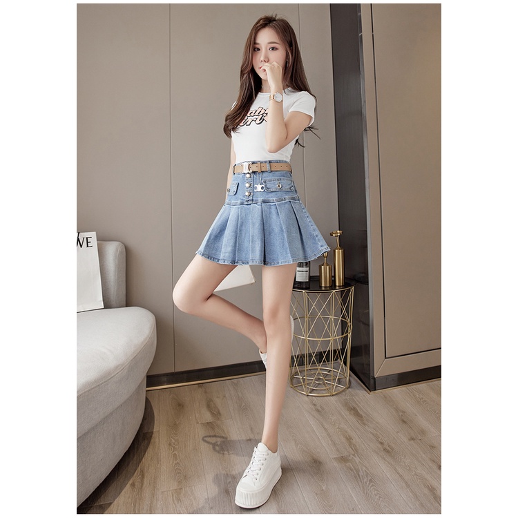 Chân váy nữ, chân váy jeans xếp ly size S M L SKUCV-18A