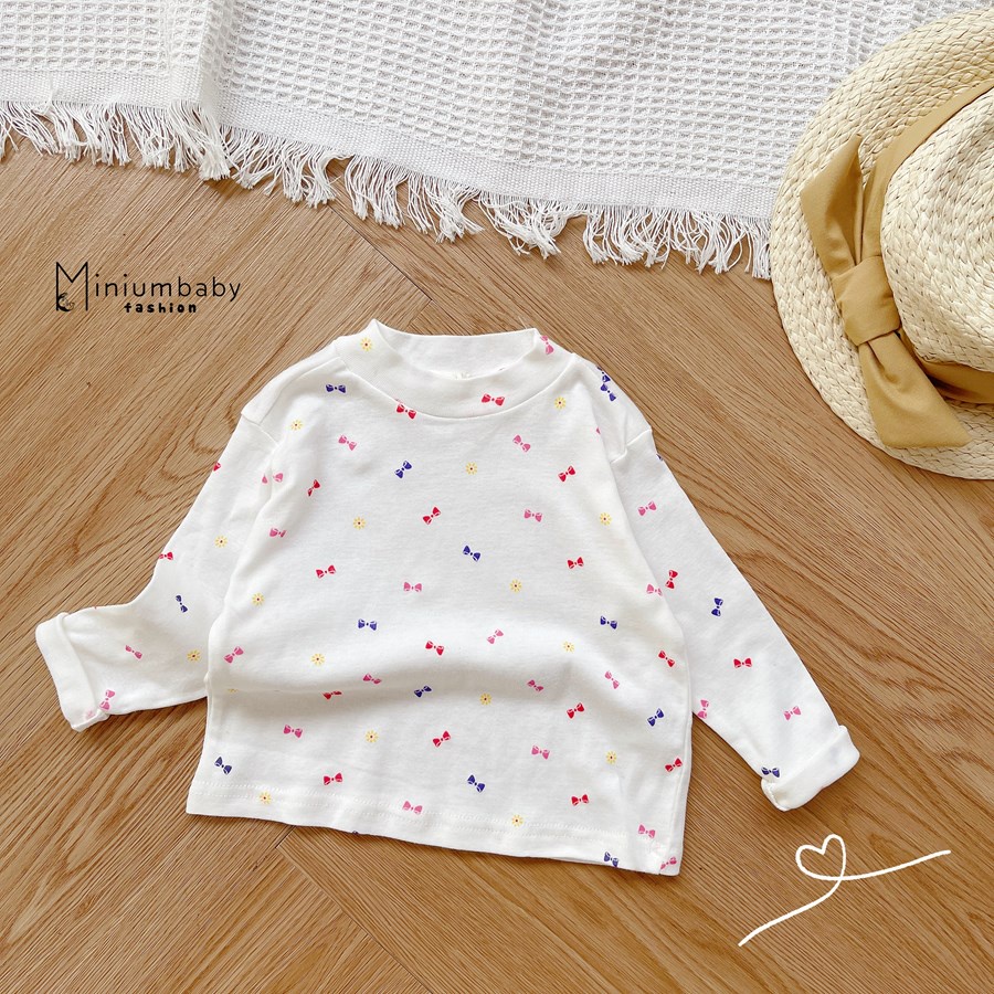 Áo dài tay thu đông mặt trời, gấu, nơ cho bé gái/trai chất liệu cotton cao cấp, quần áo trẻ em miniumbabyfashion A1287