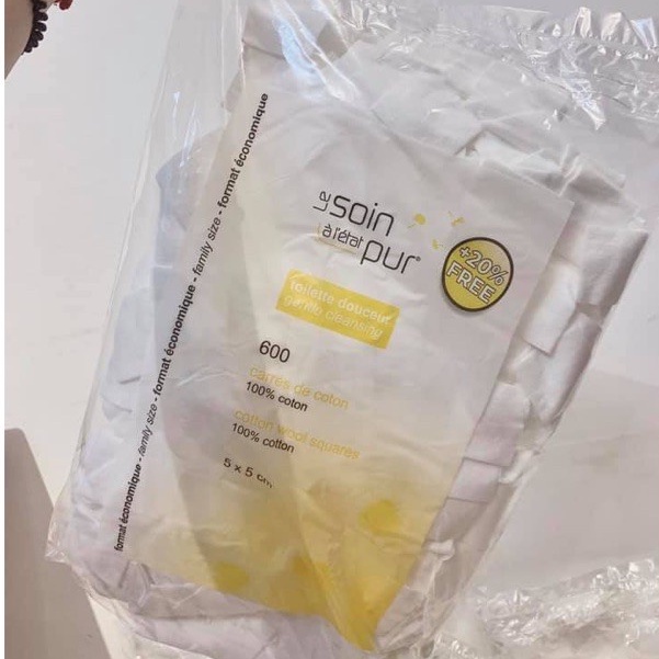 Bông Tẩy Trang Tetra Le Soin Laretat Pur 100% cotton 600 Miếng Của Pháp chính hãng