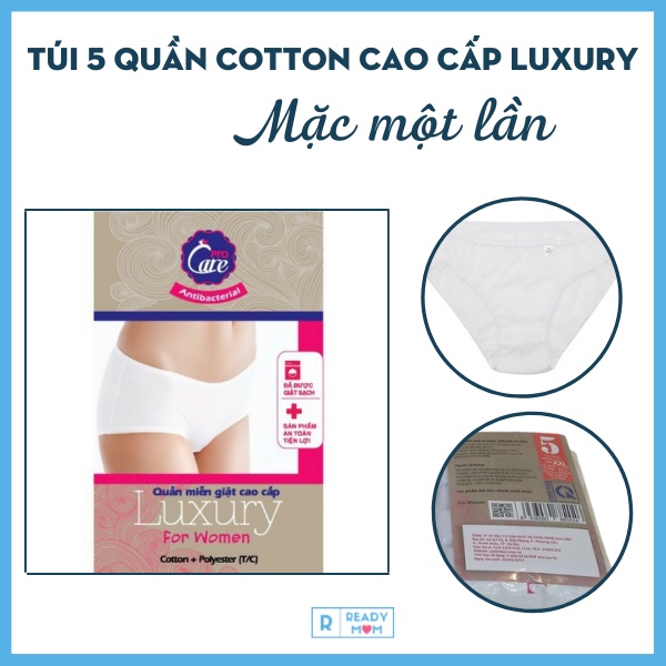 Túi 5 Quần Lót Giấy Cotton Cao Cấp LUXURY | Chứng Nhận An Toàn Của SGS - Thuỵ Sĩ | Hàng Việt Nam | Q15