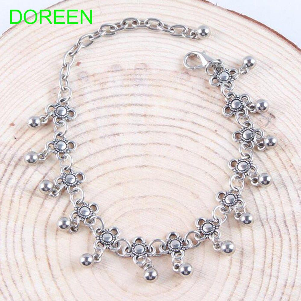 Vòng chân kim loại đính đá hình giọt nước