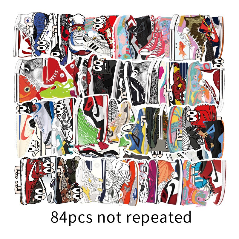 Combo 84 Sticker Hình Giày Độc Đáo Dán Nón Bảo Hiểm, Laptop Chống Nước MÃ ST2146