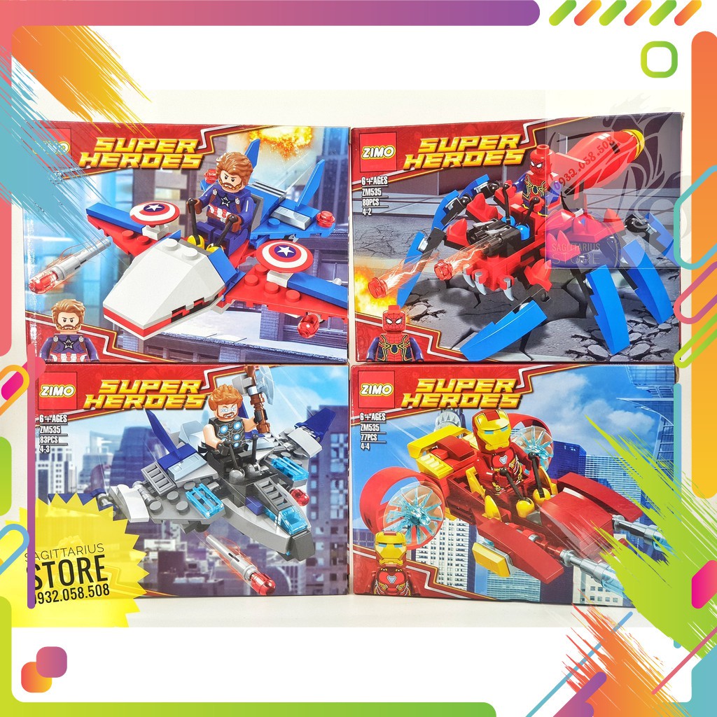 Lego Zimo ZM535 Lắp Ráp Biệt Đội Siêu Anh Hùng Marvel ( 4 Hộp - 320 Mảnh )- Hàng có sẵn