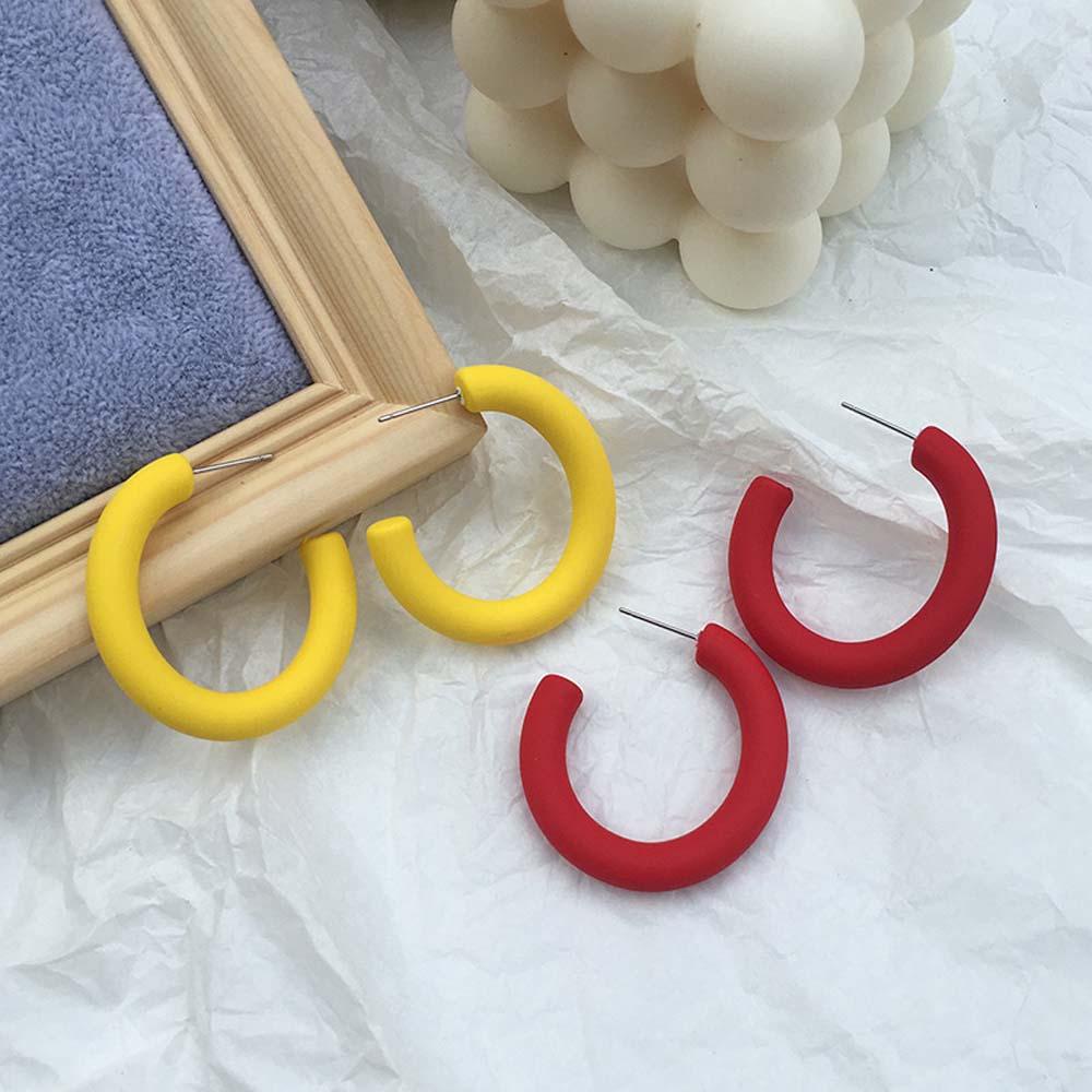 EXPEN Bông Tai Hình Chữ C Màu Sắc Ngọt Ngào Phong Cách Hàn Quốc