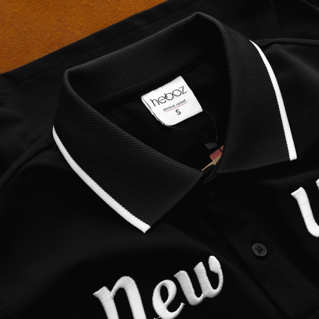 Áo polo nam HEBOZ thêu nổi NY 2 màu, chất cotton 4 chiều co giãn thoải mái, chống nhăn - 00001123