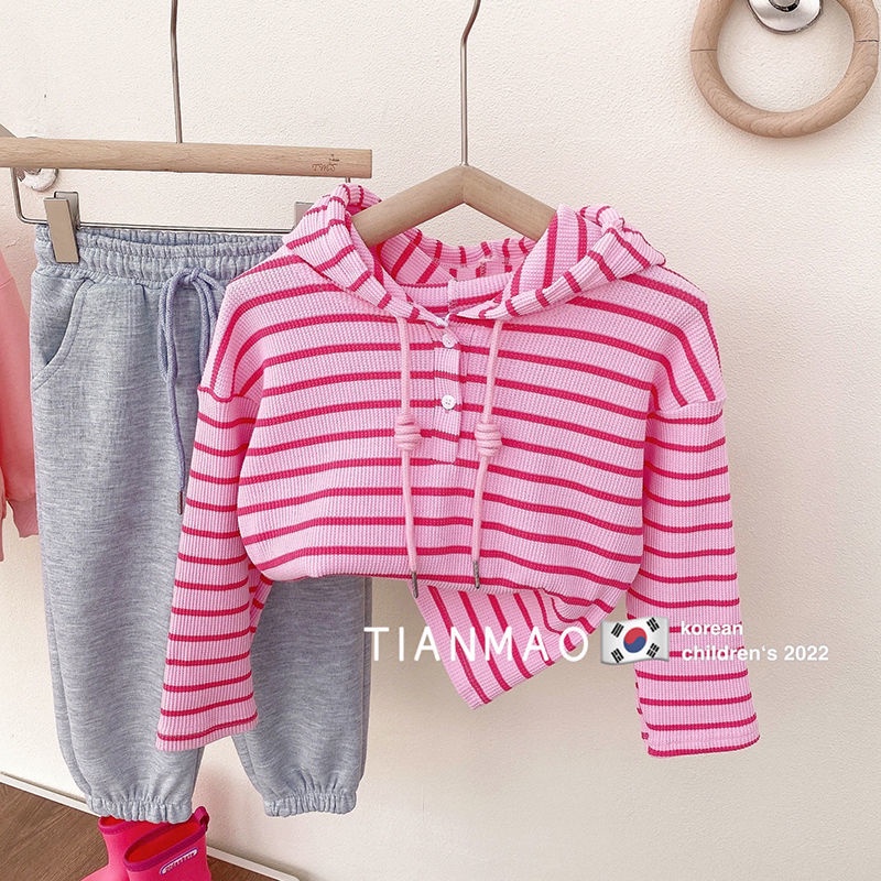 Set Đồ 2 Món Gồm Áo Sweater Kẻ Sọc Và Quần Dài Thời Trang Hàn Quốc Mới Cho Bé Gái