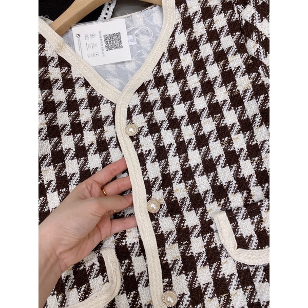 [Siêu Hot] Áo Dạ Tweed Kẻ Ziczac Tay Cộc 2 Lớp , Áo Dạ Dáng Ngắn Siêu Xinh Có Ảnh Thật Kèm Video | BigBuy360 - bigbuy360.vn