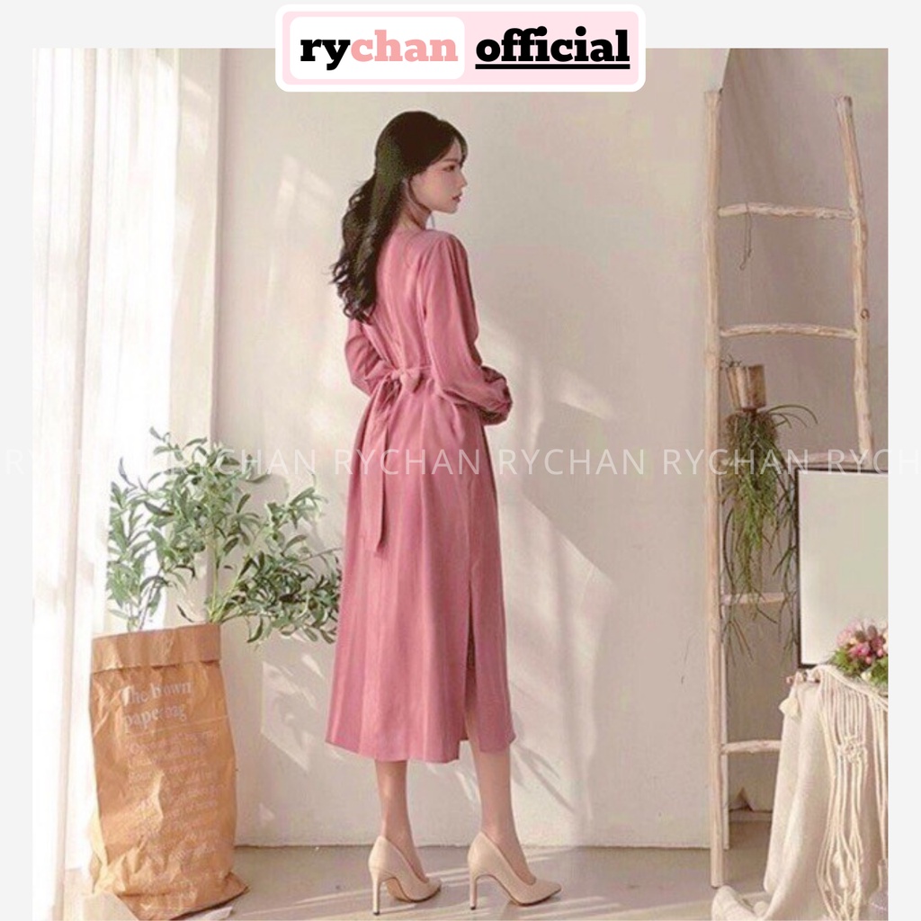 [ẢNH THẬT CUỐI] DX179 - Đầm Xòe Dáng Dài Cổ Vuông Hồng Ruốc