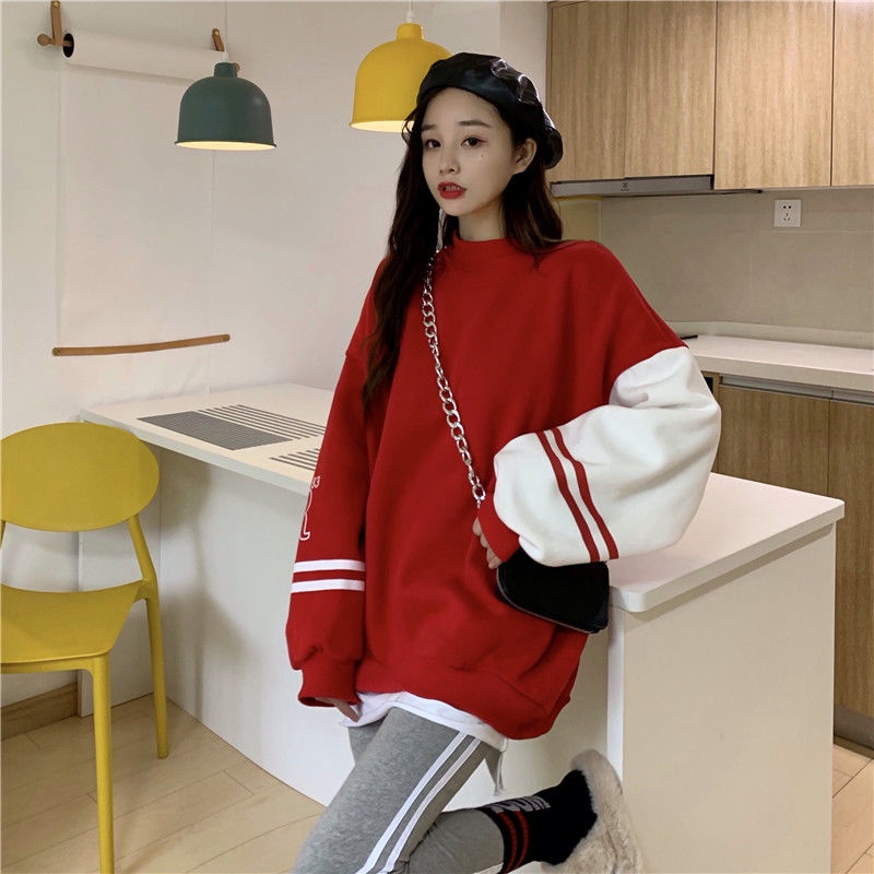 MỚI Áo khoác hoodie tay dài dáng rộng phong cách Hàn Quốc