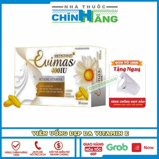 Viên uống đẹp da Vitamin E, dầu hoa anh thảo, lô hội Medstand Evimas 400IU- Hộp 30 Viên