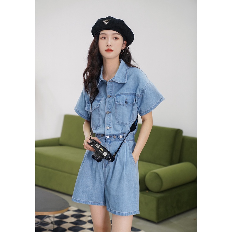 Jumpsuit Denim Ngắn Dáng Ôm DX0T