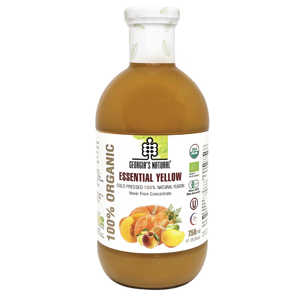 Nước Ép 100% Hữu Cơ Hỗn Hợp Rau Củ Vàng  Georgia's Natural - ORGANIC Essential Yellow Juice - 300ml &amp; 750ml