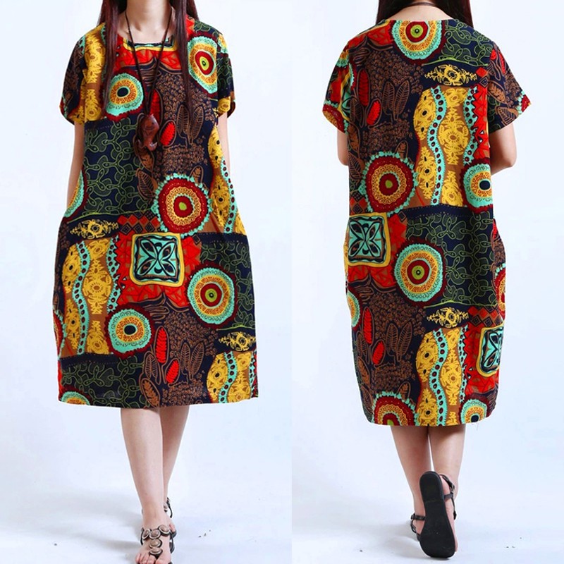 Đầm thun thời trang nữ tính họa tiết nổi bật | BigBuy360 - bigbuy360.vn