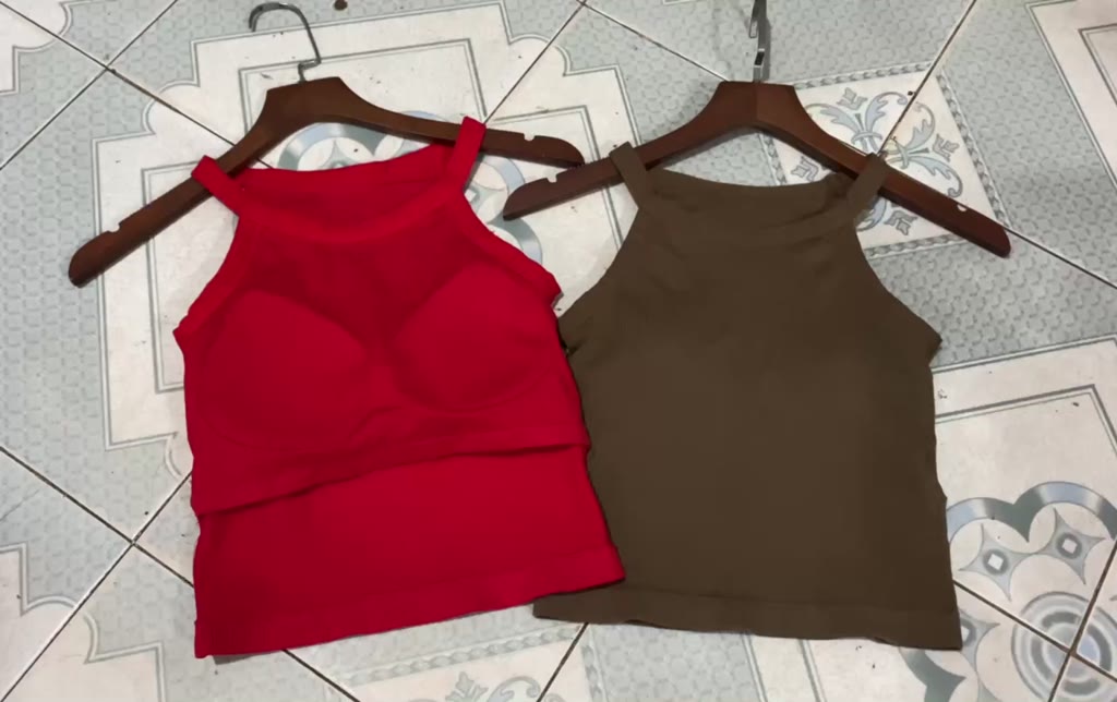 Áo hai dây croptop KÈM ÁO LÓT, Áo yếm thun tăm co giãn tốt kèm đệm ngực tiện lợi, Chất liệu co giãn tôn dáng | BigBuy360 - bigbuy360.vn