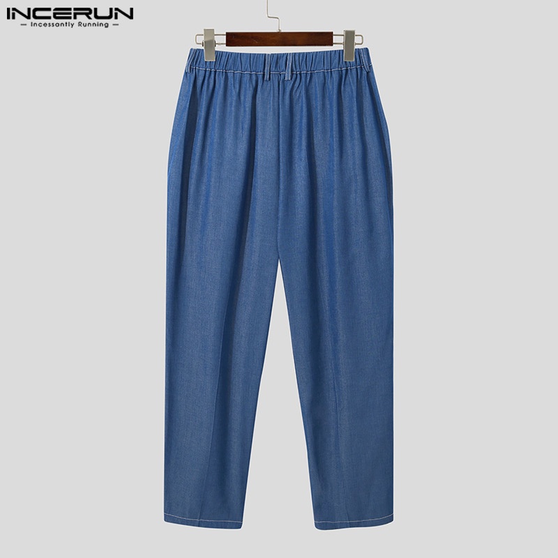 Quần dài INCERUN dáng suông ống đứng đàn hồi thời trang cho nam