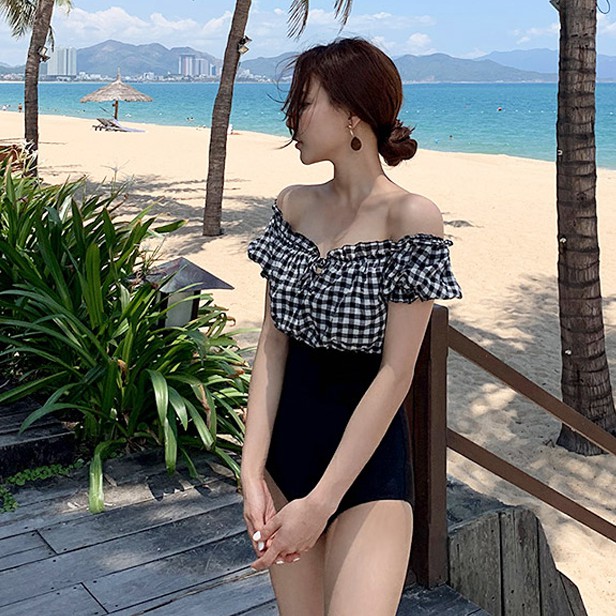 Bộ Đồ Bơi Một Mảnh Vải Mỏng Che Phủ Bụng Kiểu Hàn Quốc